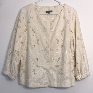 NWT Anne Klein Santa Fe Floral Eyelet Lace Jacket
